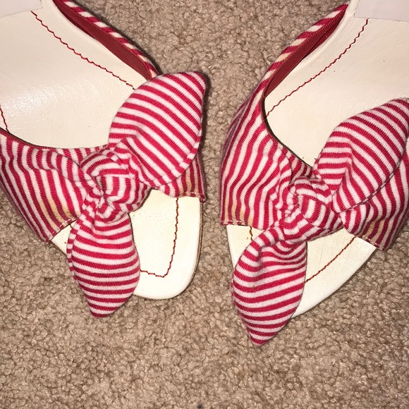 Miu Miu Red & white striped bow knot sanda… - Picture 4 of 8